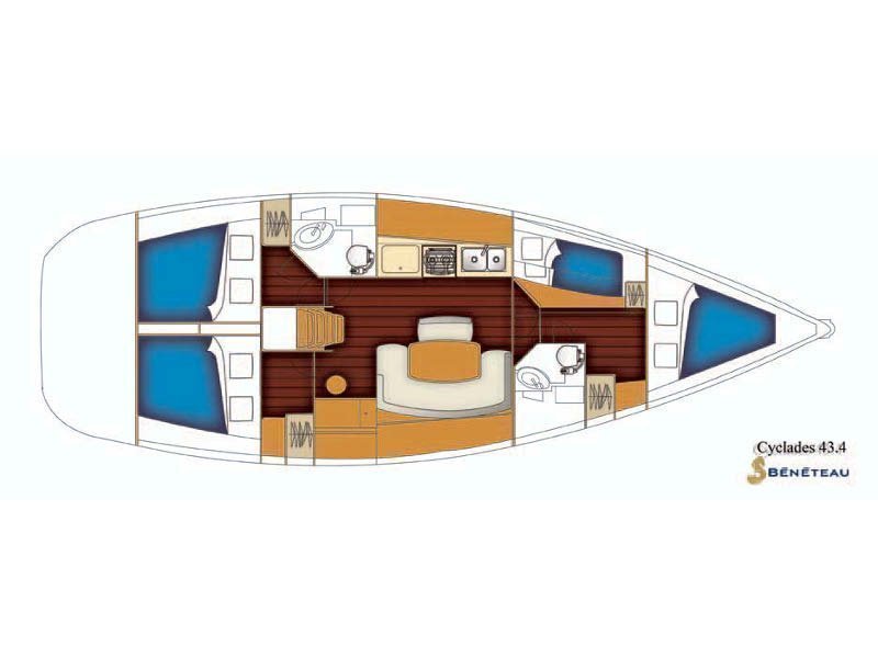 Rzut jachtu Cyclades 43.4 GEORGE'S