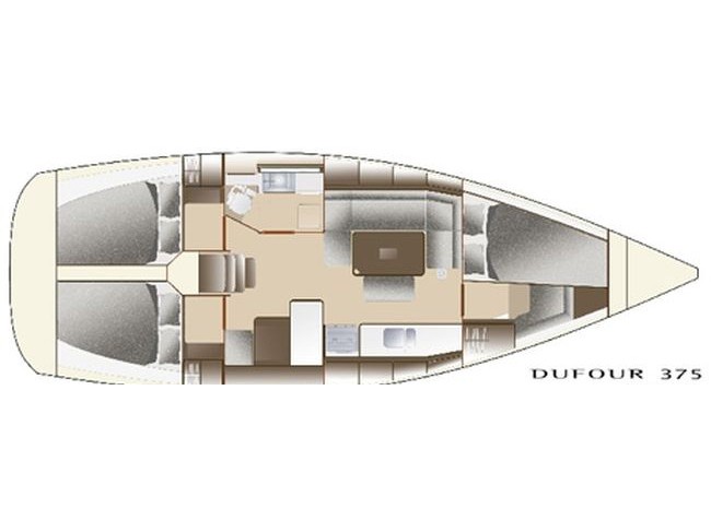 Rzut jachtu Dufour 375 Grand Large Chifoumi