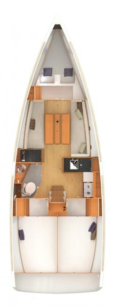 Rzut jachtu Sun Odyssey 349 Gemma