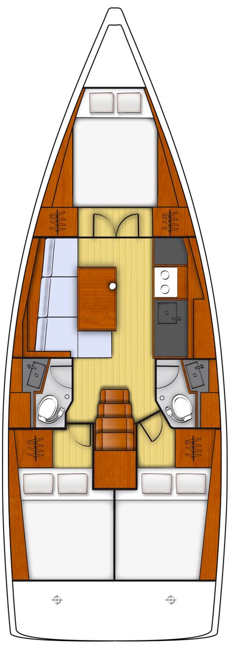Rzut jachtu Oceanis 38.1 Gang of Four