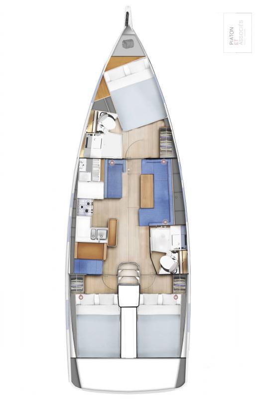 Rzut jachtu Sun Odyssey 410 Lucia