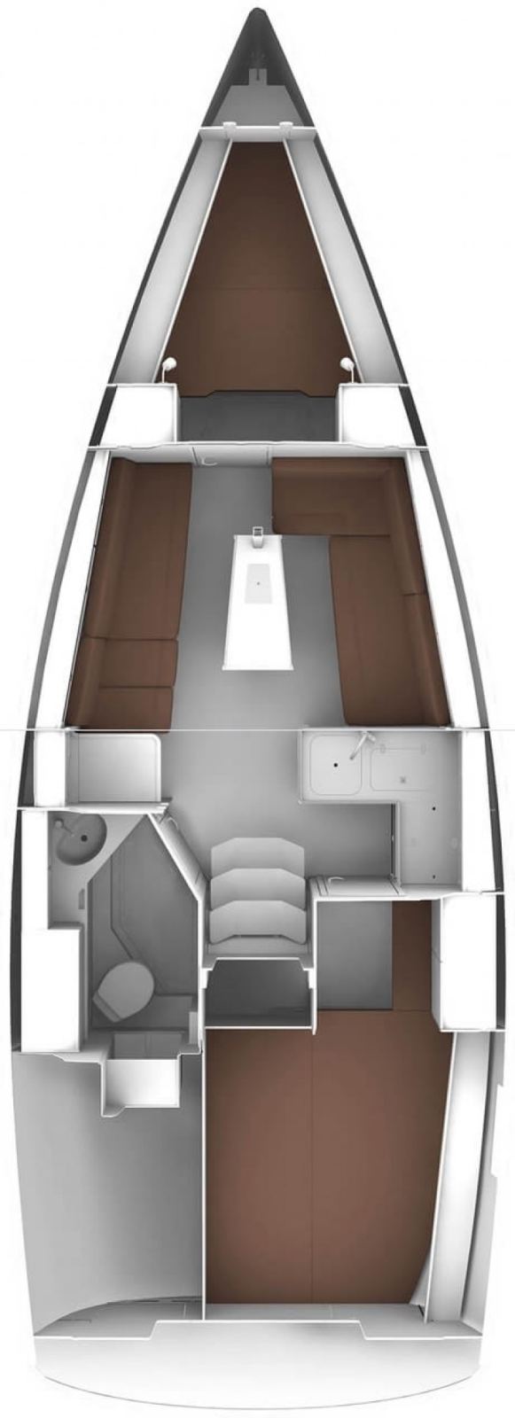 Rzut jachtu Bavaria Cruiser 34 3 Lune