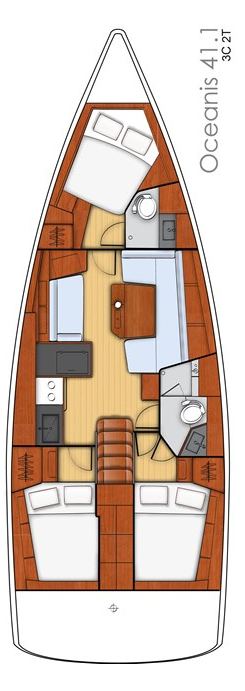 Rzut jachtu Oceanis 41.1 Elena