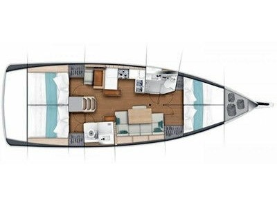 Rzut jachtu Sun Odyssey 440 Lefkippi