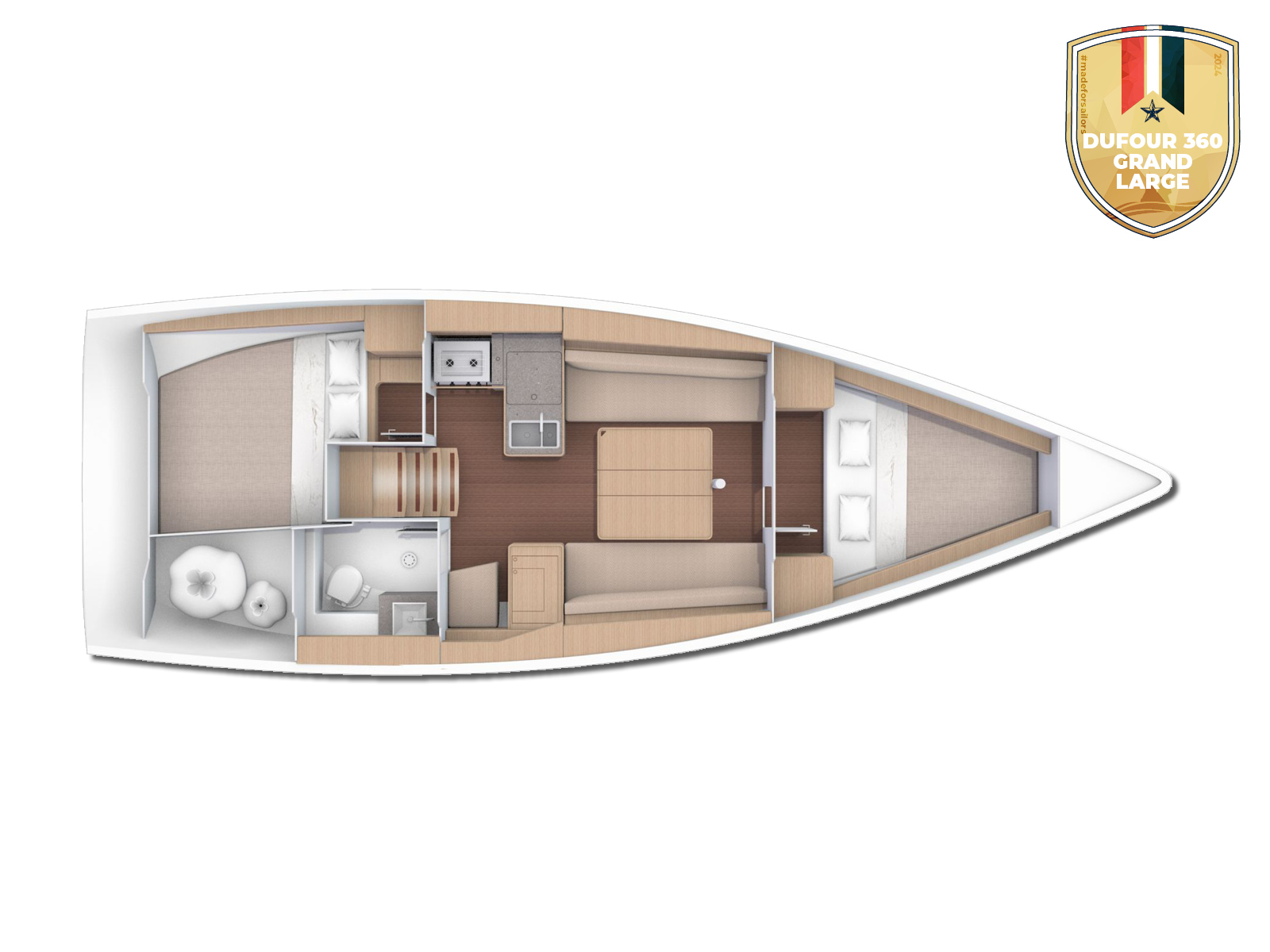 Rzut jachtu Dufour 360 Grand Large Lola