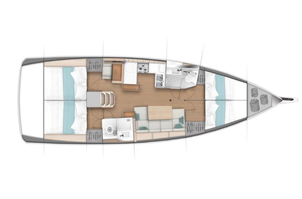Rzut jachtu Sun Odyssey 440 Apostolis