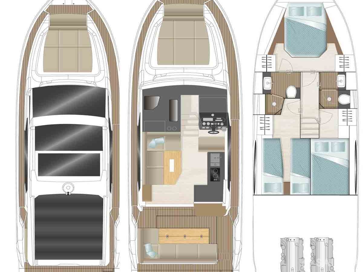 Rzut jachtu Sealine C390 Ecstasea