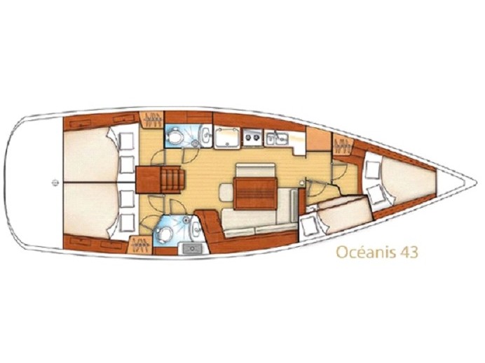 Rzut jachtu Oceanis 43 Alboran XXXI Saoco (Las Galletas)
