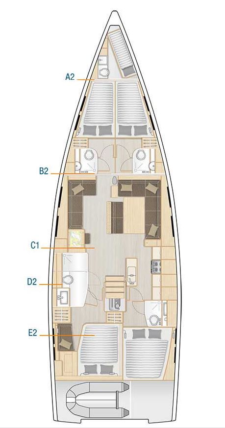 Rzut jachtu Hanse 548 Lady Ardea