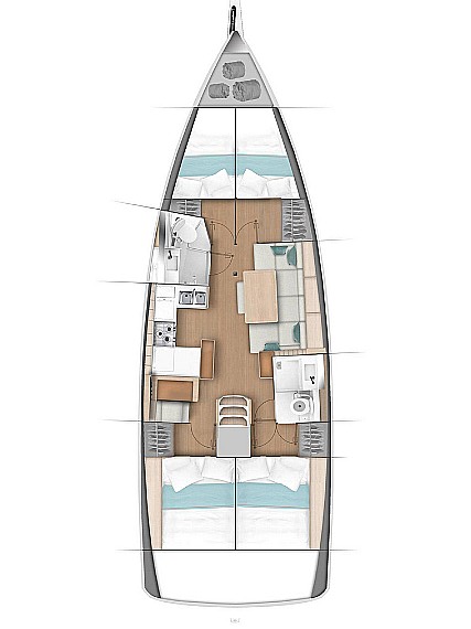 Rzut jachtu Sun Odyssey 440 Olympia