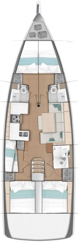 Rzut jachtu Sun Odyssey 490 Avra