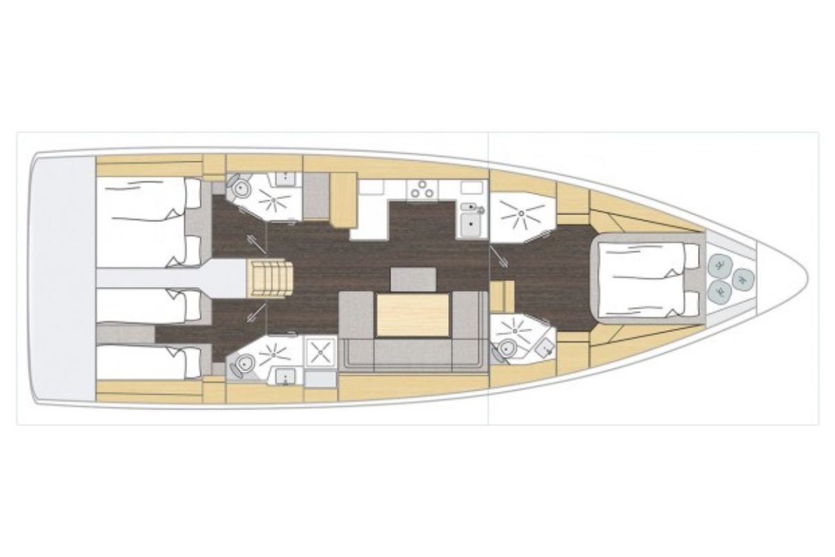 Rzut jachtu Bavaria C46 Lana