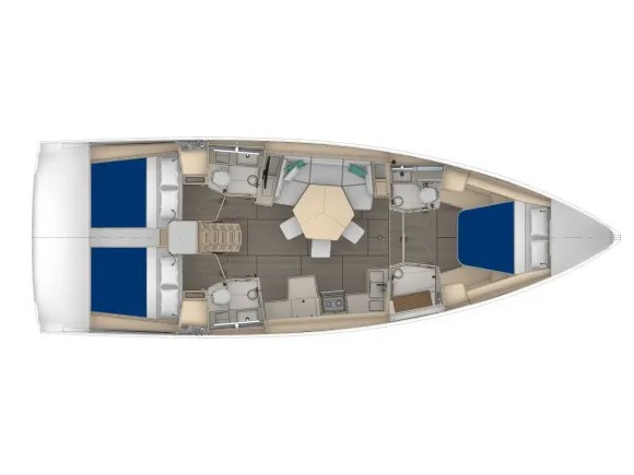 Rzut jachtu Dufour 44 Moorings 44.3 Exclusive