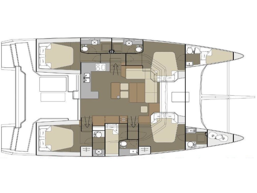 Rzut jachtu Dufour Catamaran 48 YAM