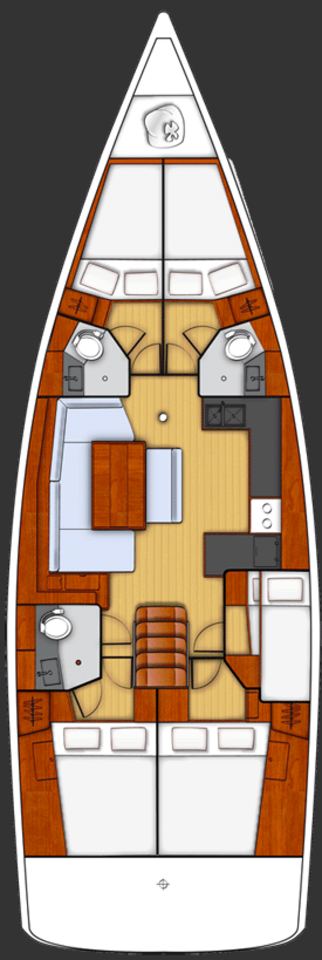 Rzut jachtu Oceanis 48 Pherousa
