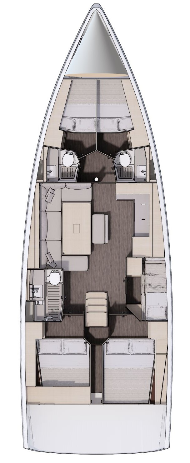 Rzut jachtu Dufour 470 Shore Thing