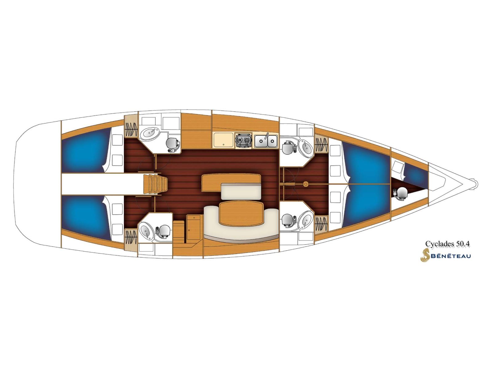 Rzut jachtu Cyclades 50.4 BYC ANGRA