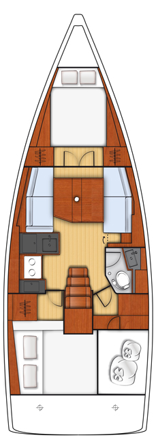 Rzut jachtu Oceanis 38.1 Arun