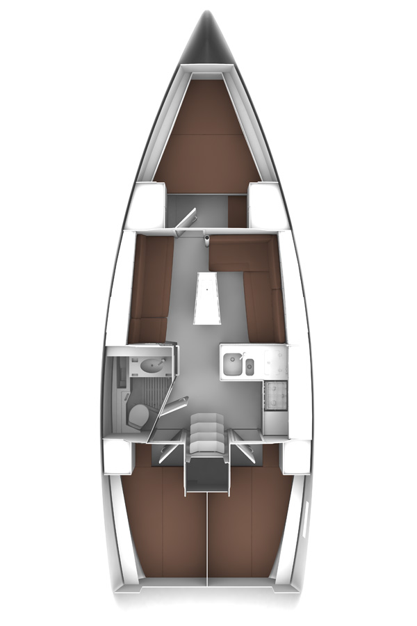 Rzut jachtu Bavaria Cruiser 37 Lilli