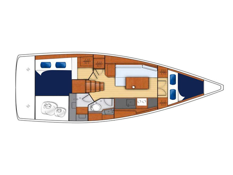 Rzut jachtu Moorings 352 Oceanis 35.1 Club