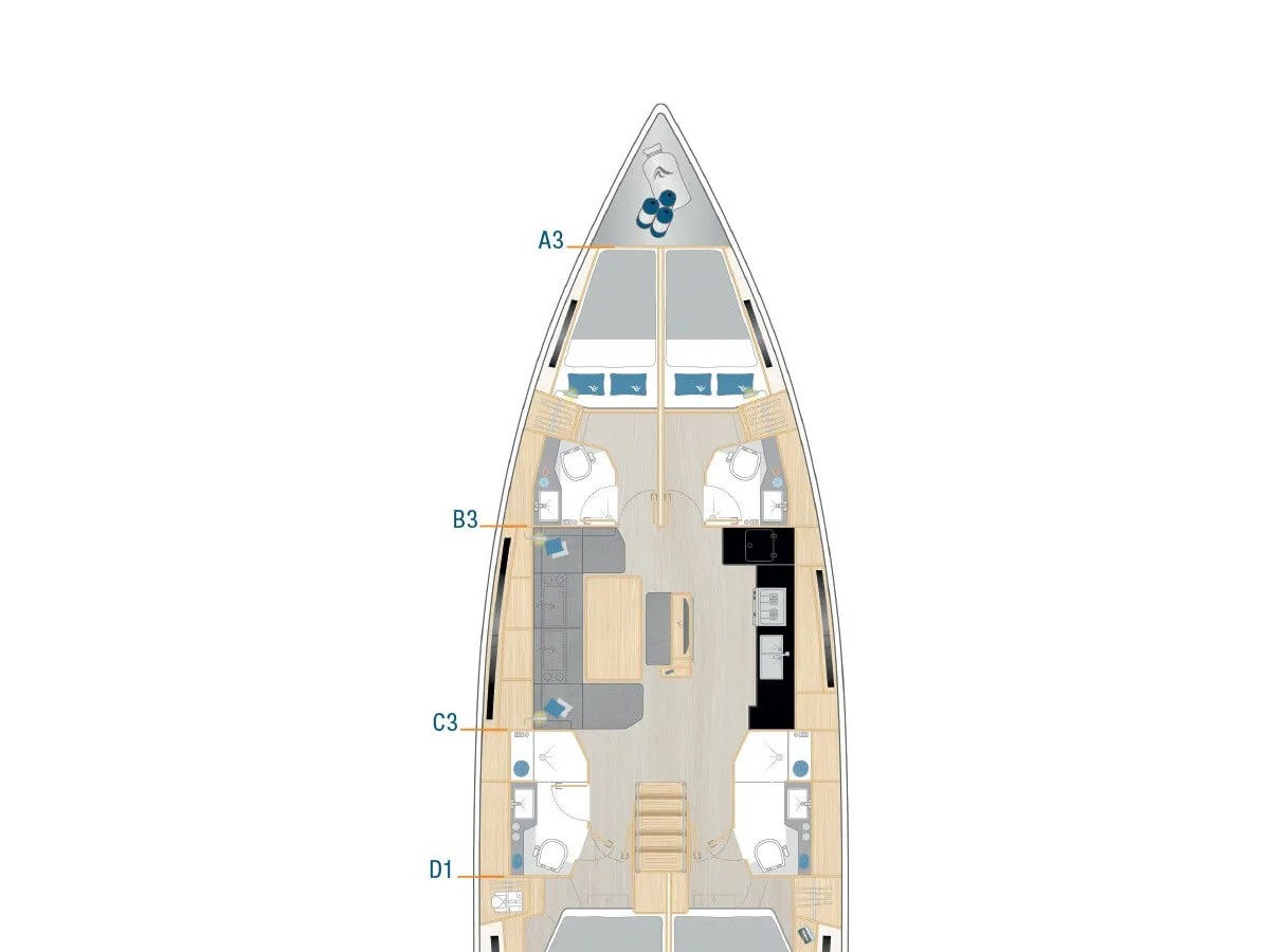 Rzut jachtu Hanse 460 Okeanida