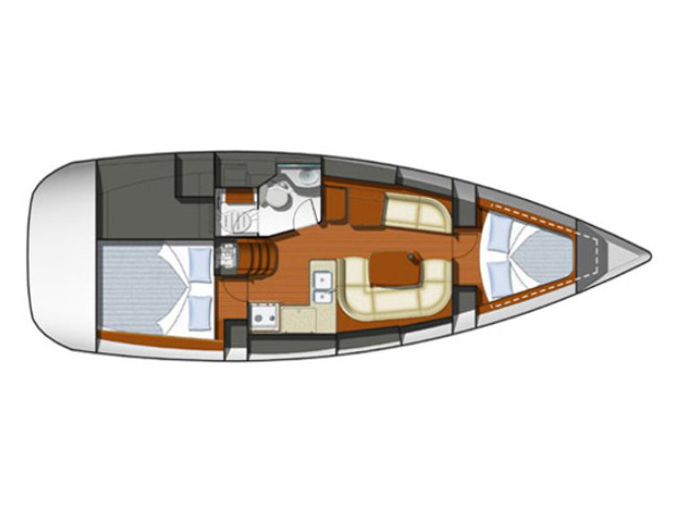 Rzut jachtu Sun Odyssey 36i Sunny