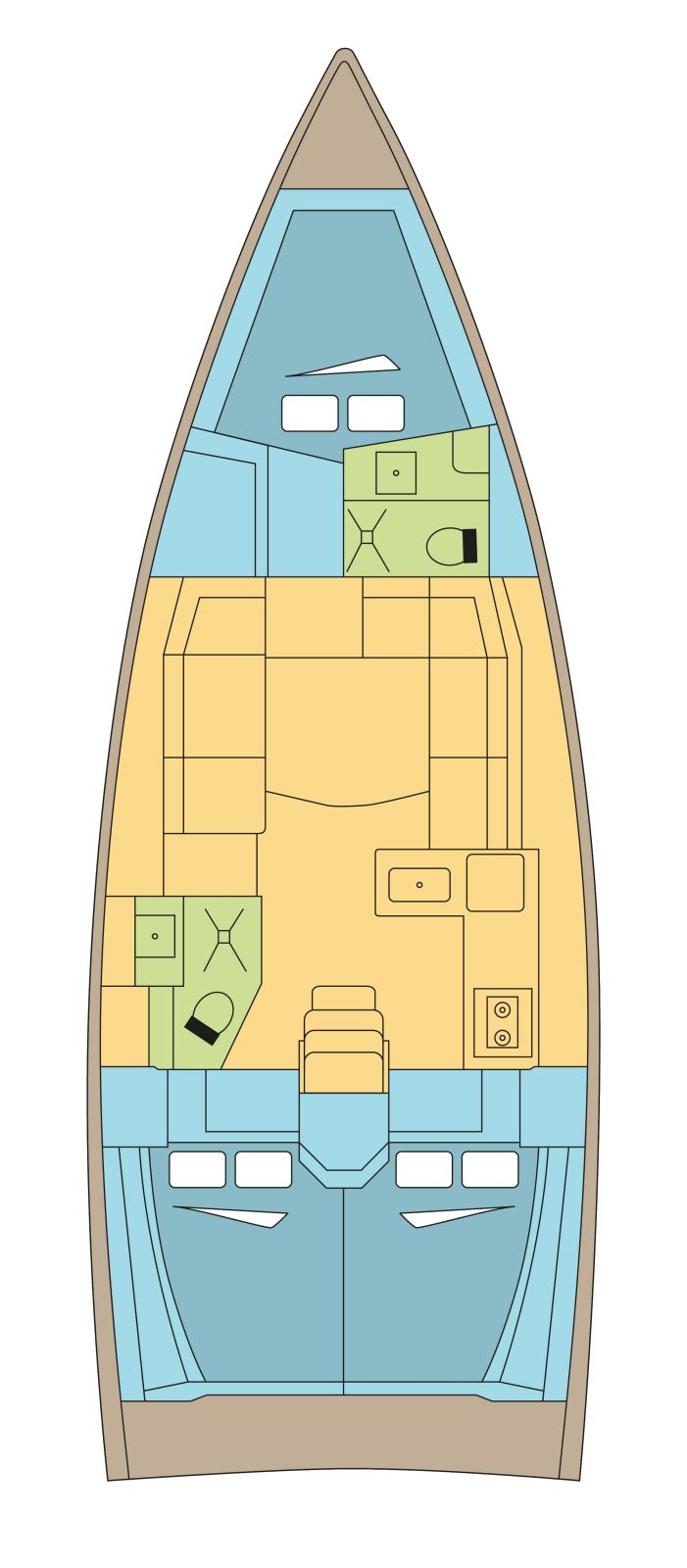 Rzut jachtu Dufour 390 GL COILA