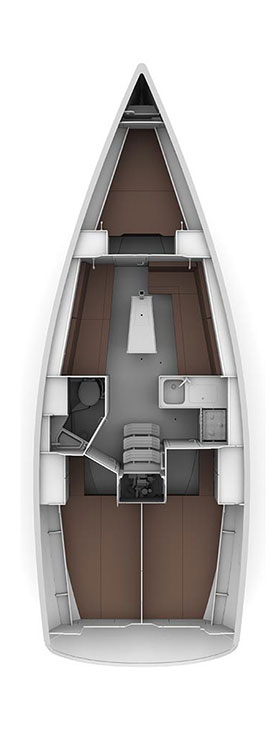Rzut jachtu Bavaria Cruiser 34 Artina
