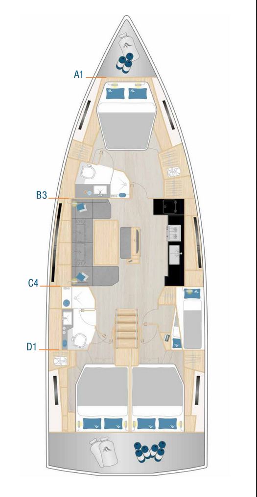 Rzut jachtu Hanse 460 Astan