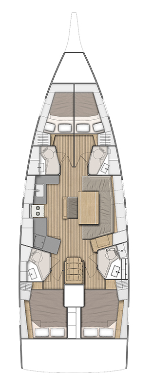 Rzut jachtu Oceanis 46.1 Sail Delta