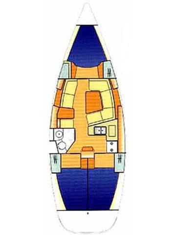 Rzut jachtu Sun Odyssey 37 Naias