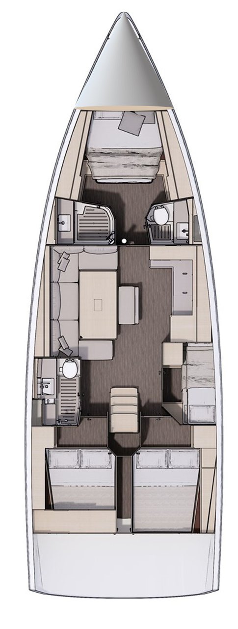 Rzut jachtu Dufour 470 Luna
