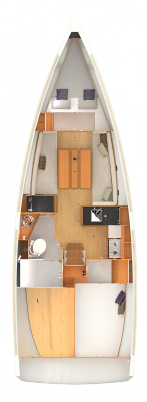 Rzut jachtu Sun Odyssey 349 Mara
