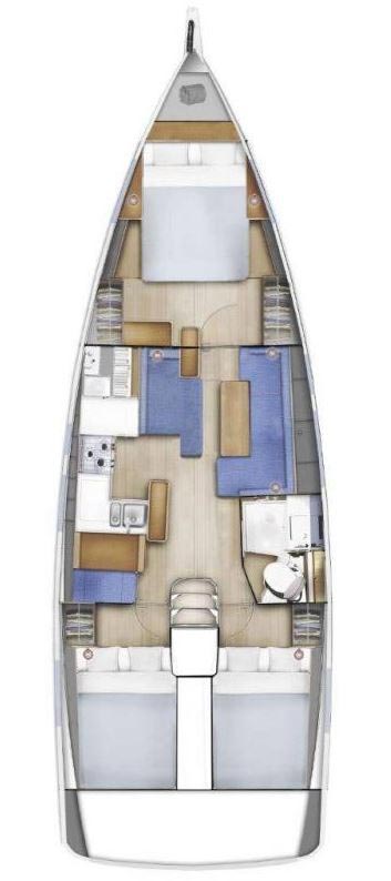 Rzut jachtu Sun Odyssey 410 Kalumina
