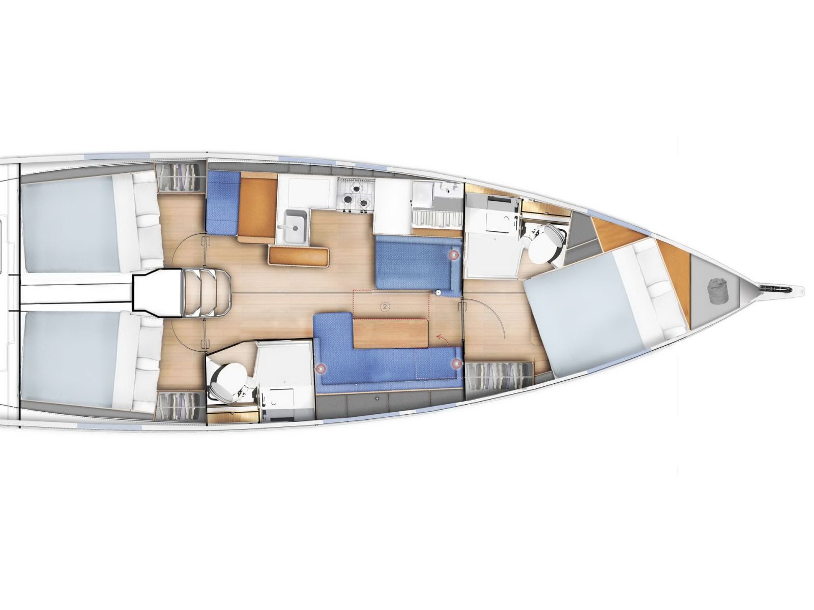 Rzut jachtu Sun Odyssey 410 Evelina