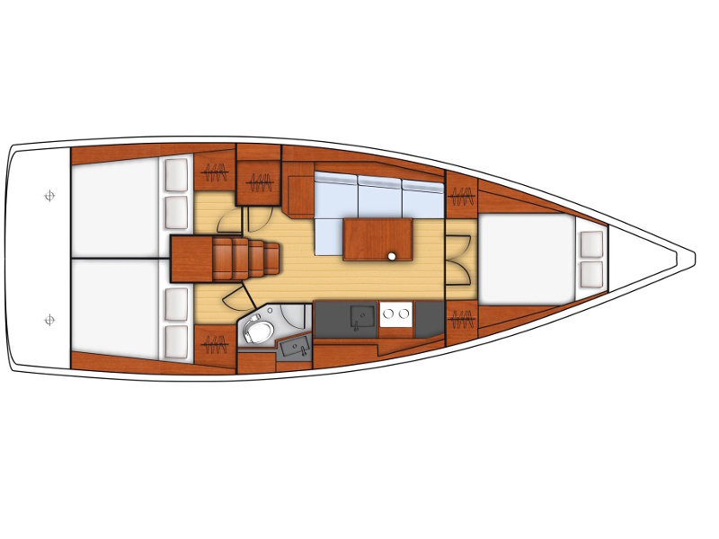 Rzut jachtu Oceanis 38.1 Maestrale - Standard line