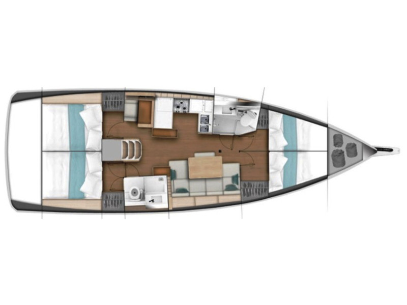 Rzut jachtu Sun Odyssey 440 Celene