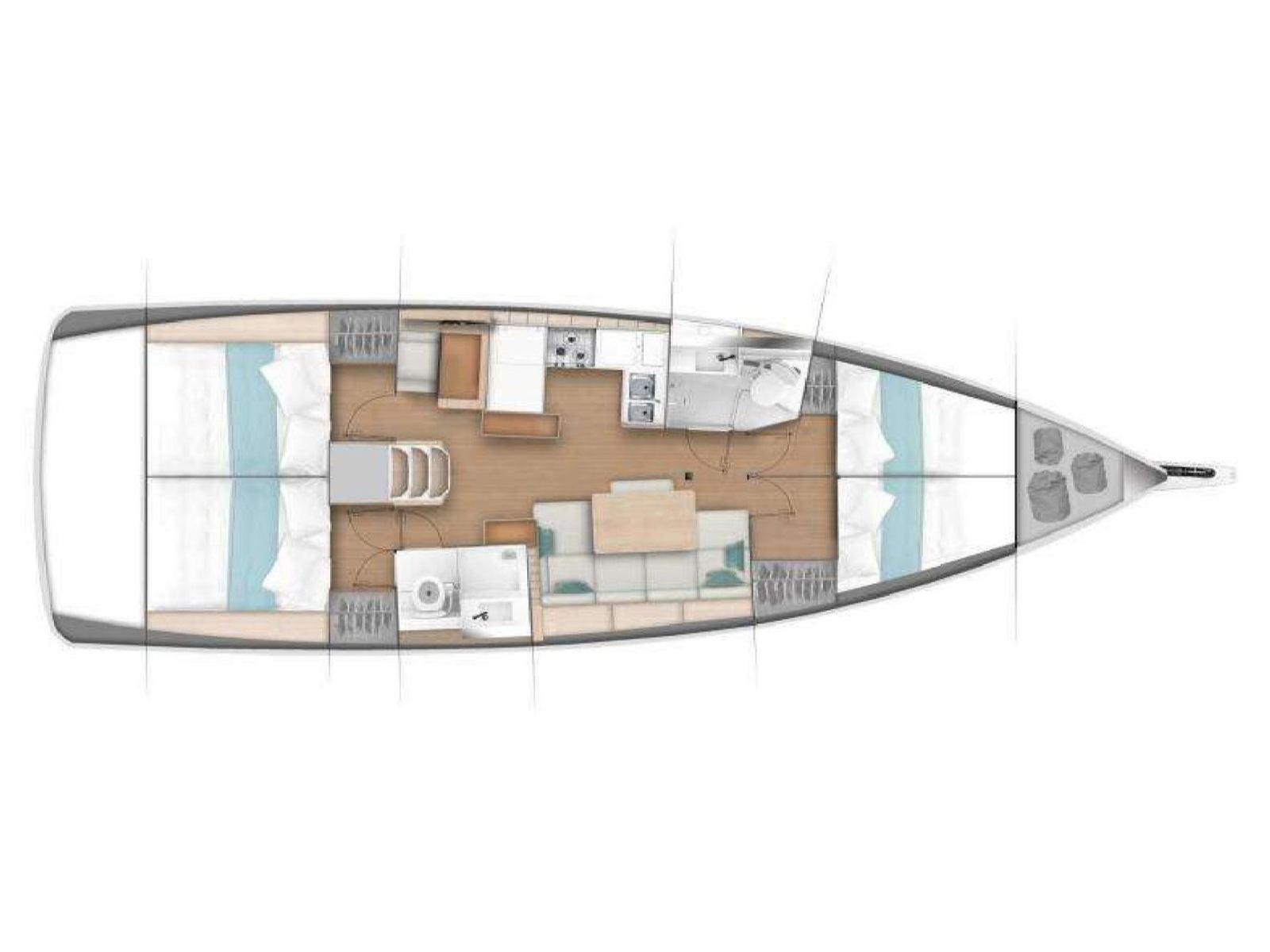 Rzut jachtu Sun Odyssey 440 Marilyn