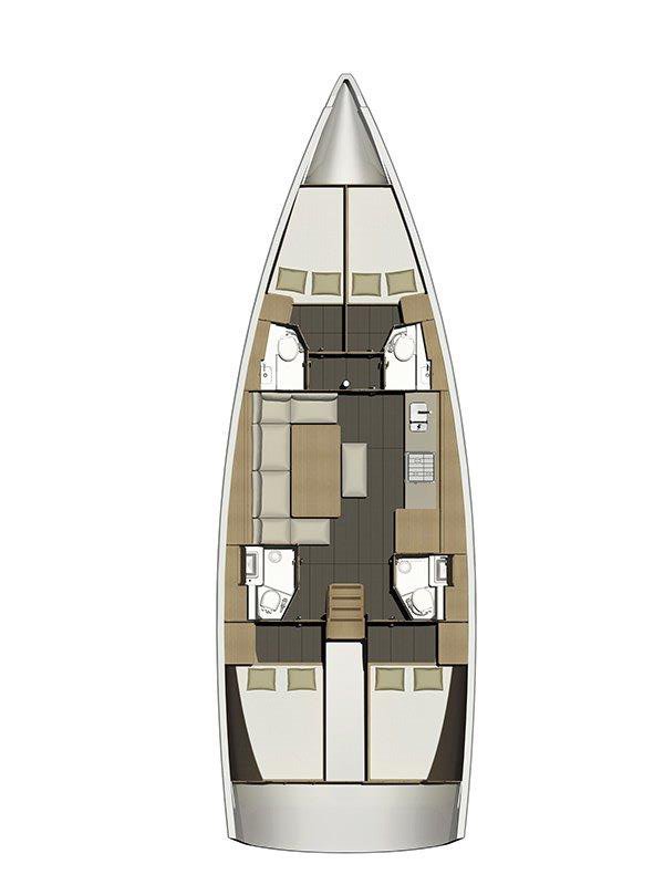 Rzut jachtu Dufour 460 GL Private dancer II