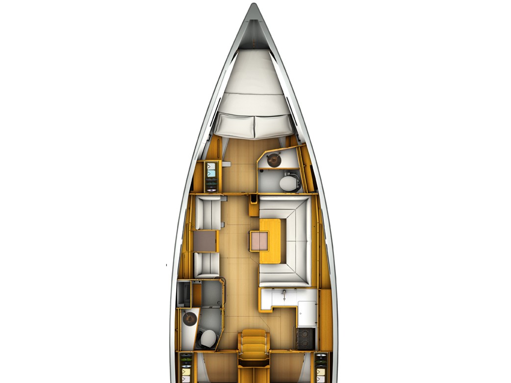 Rzut jachtu Sun Odyssey 419 Kiss Kiss