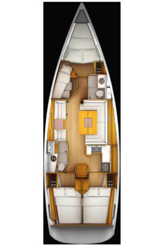 Rzut jachtu Sun Odyssey 439 Karma