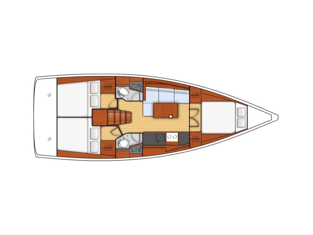 Rzut jachtu Oceanis 38.1 Sail Pride