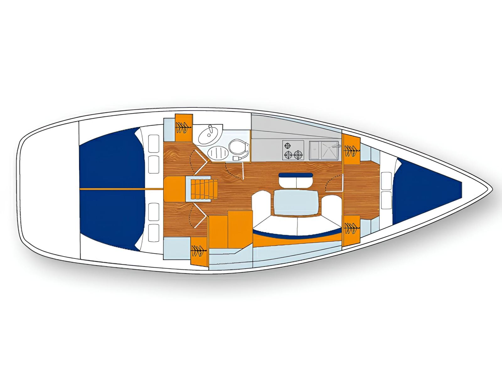 Rzut jachtu Cyclades 39.3 Six Pack
