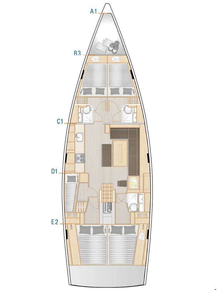 Rzut jachtu Hanse 508 Frizzante