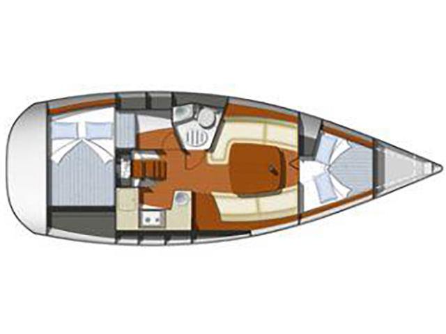 Rzut jachtu Sun Odyssey 32i Charoula