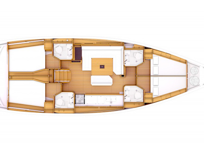 Rzut jachtu Sun Odyssey 479 Athena