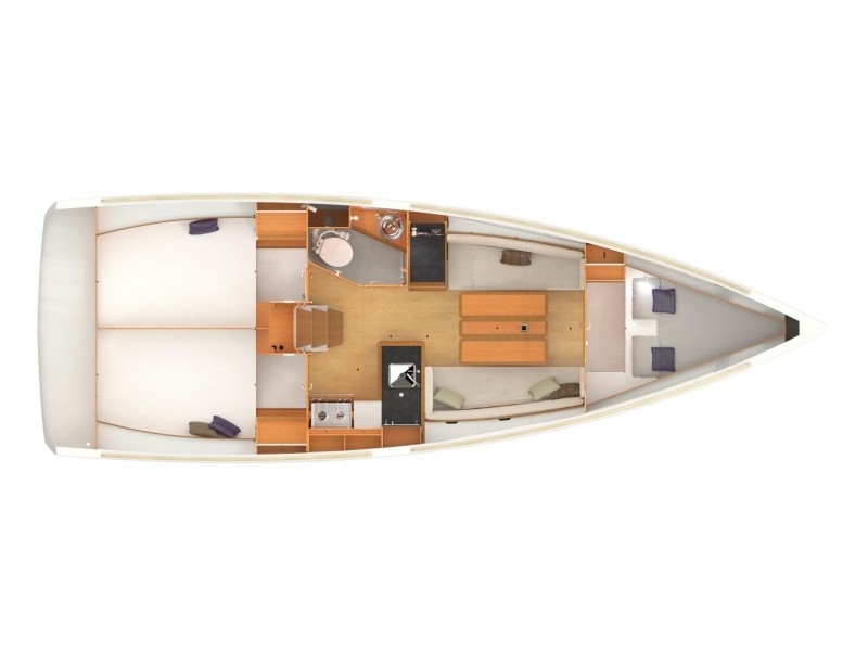 Rzut jachtu Sun Odyssey 349 DNA