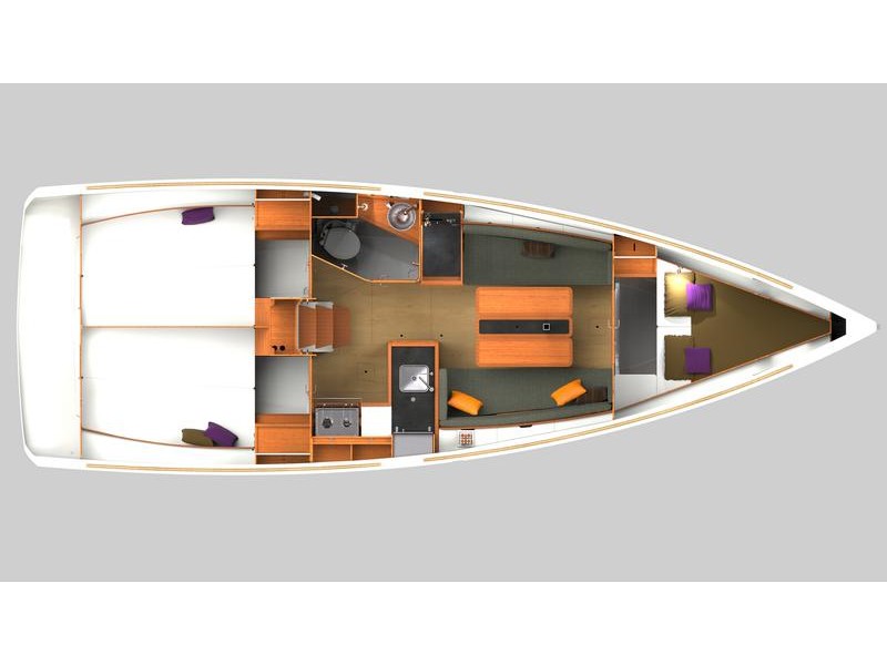 Rzut jachtu Sun Odyssey 349 Bravo Kiss