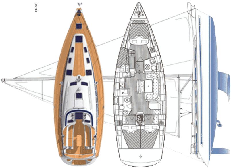 Rzut jachtu Bavaria 46 Cruiser Daluz