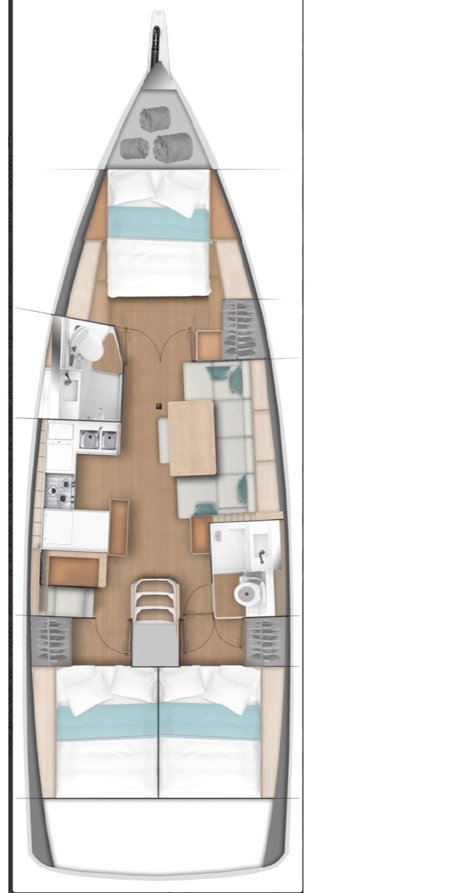 Rzut jachtu Sun Odyssey 440 Lucia II